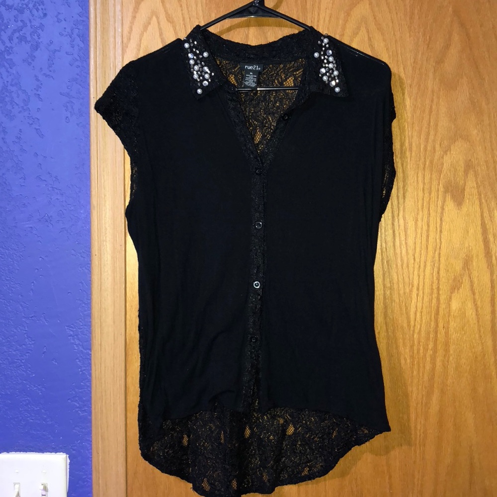 Lace button up